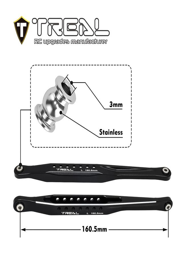 مجموعة وصلات أذرع السحب السفلية من الألومنيوم 7075 من TREAL (4 قطع) لسيارات Losi LMT 2.0، وLMT 4WD ذات المحور الصلب Mega Truck Bog Hog/King Sling (أسود) - Image 4